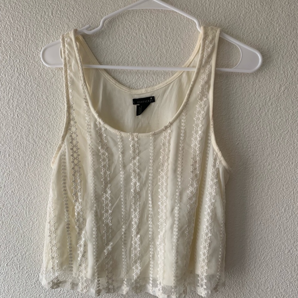 White Lace Tank Top. Forever 21 Size M
